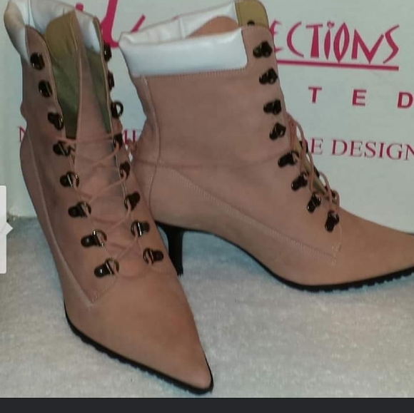 New Pink Tie Up Ankle Booties Size 11 - Picture 1 of 3